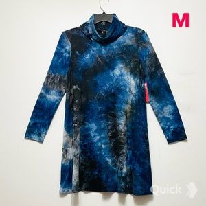 M - NWT Tiana B Blue Long Sleeve Mask / Mock Neck Dress
